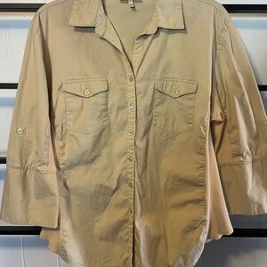 Hester Orchard Women's XL, Tan, Button down shirt, D5